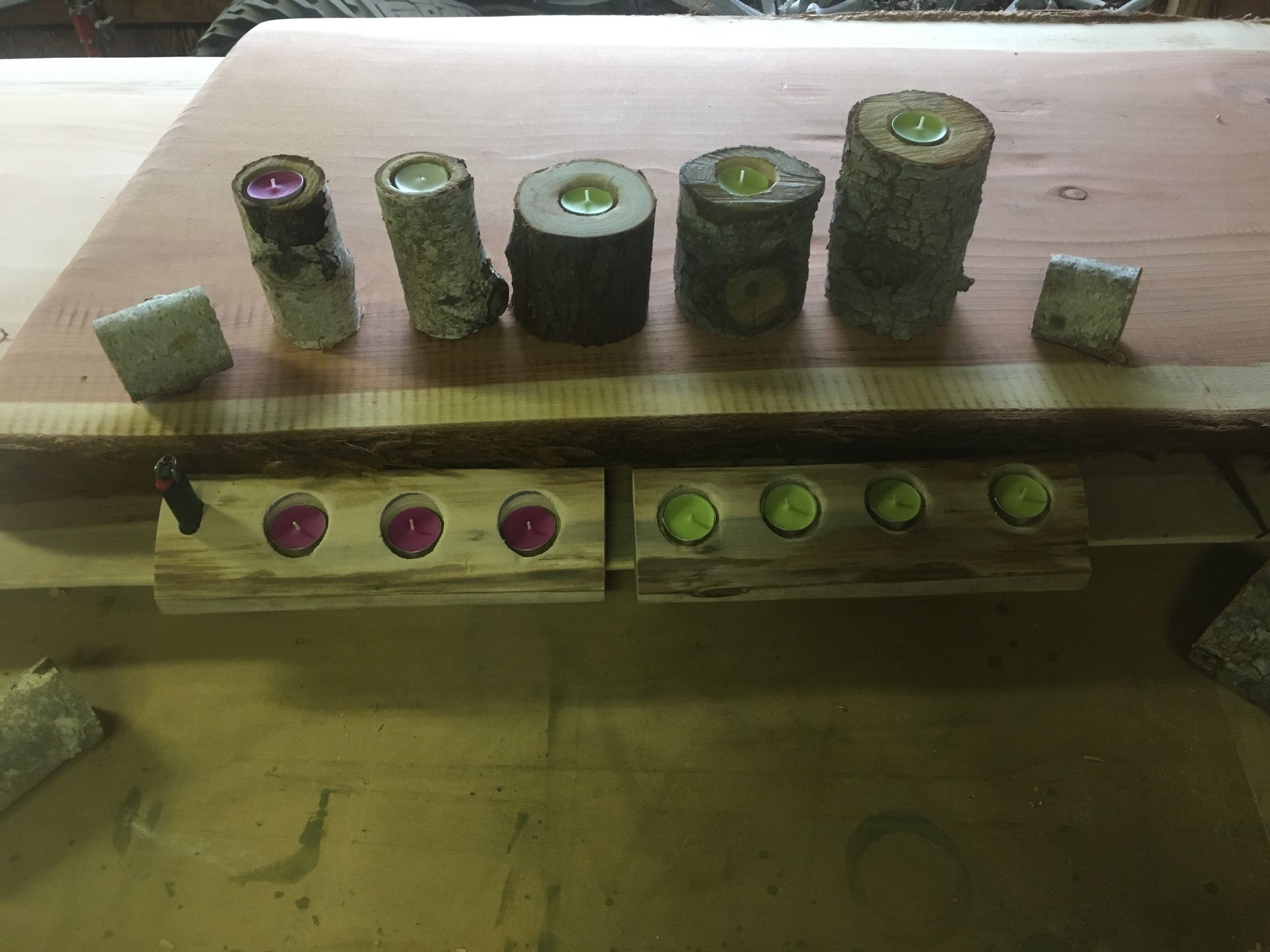 Candles And Custom Reclaimed Rustic Wood Holder