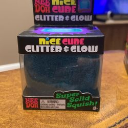 Nee Doh Nice Cube Glitter & Glow Squish  BlueAuthentic*