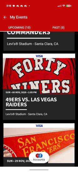 49ers raiders Nov 8 two seats in section 207