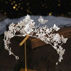 New Silver Butterfly Crown Tiara Wedding Bridal Prom Pageant Birthday Gift Diadem 