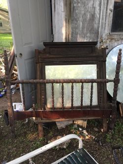 Antique Headboard and Mirror