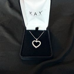 Kay Jewelers Diamond Heart Necklace 1/2 ct tw Round-cut 10K White Gold 18"