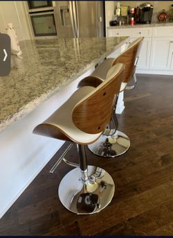 Brand New White Leather adjustable barstool (set Of 2)