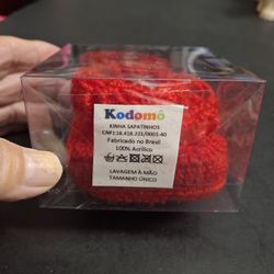 "NEW " Kodomo Red Crochet Baby Booties Made In Brazil, 100% Acrylic, Hand Wash Only