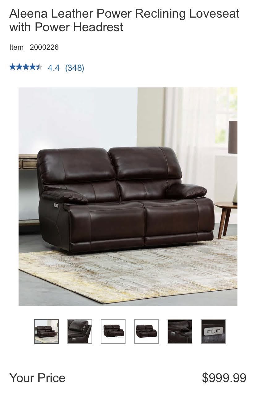 Aleena Leather Powered Loveseat w Power Recliners Headrests USB Ports for Sale in Lawrenceville GA OfferUp