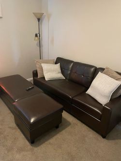 Small couch set with ottoman