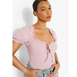 Frill Detail Tie Front Bodysuit