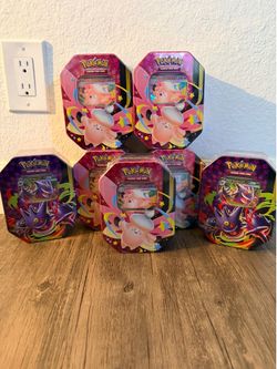 Pokémon TCG Mega Moonlit Tin Lot of 7 • Sealed Mega Gengar & Clefable ex Bundle