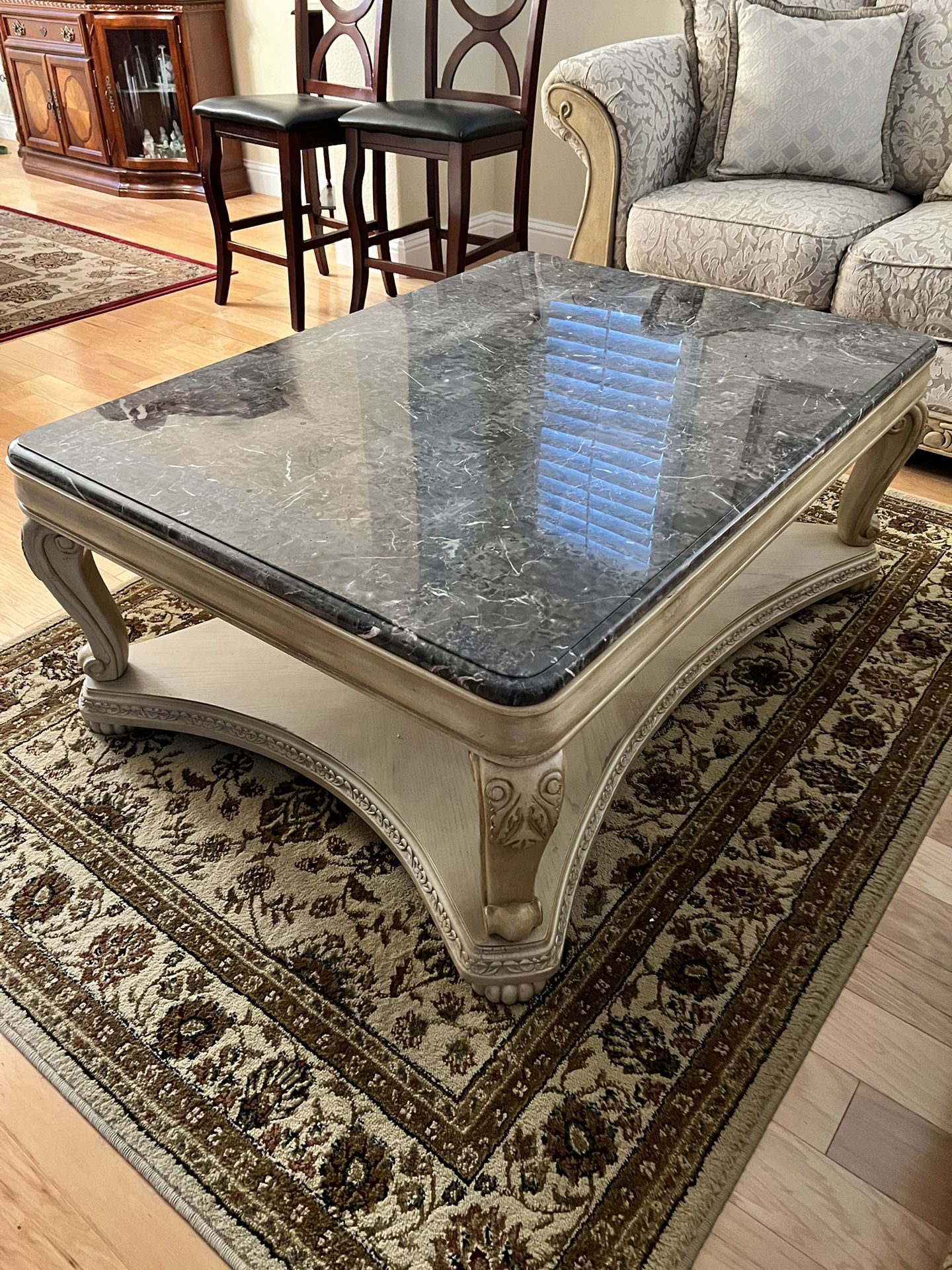 Marble Top Coffee Table And End Table 