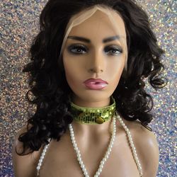 18" Human Hair Wig  Loose Wave Curly 13x4 Lace Front Free Part