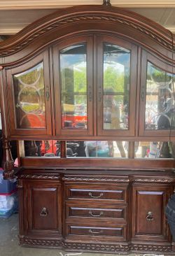 Elegant Solid Wood Dining Room Set with Expandable 20-Foot Table & China Cabinet