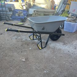 Gorilla 6 cu. ft. PRO Heavy-Duty Steel Tub Wheelbarrow, Steel Braces and Handles, Easy Pivot/Dump Design, 16 in. Pneumatic Wheel