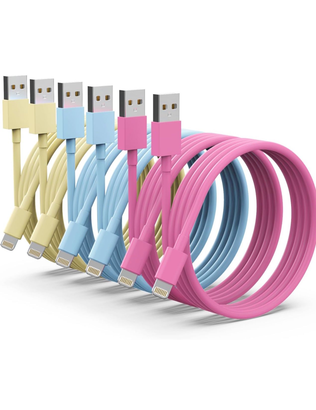 Brandnew [Apple MFi Certified] iPhone Charger 6Pack(3/3/6/6/6/10 FT) Lightning Cable iPhone Charger Fast Charging Compatible with iPhone 14/13/12/11/P