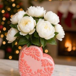 Talavera Heart Flower Vase | Lead Free | Pink | 4.5x4.5”