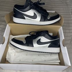 Air Jordan 1 Black Metallic Silver Low