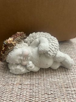 Sleeping Cherub Angel Concrete Garden Figurine