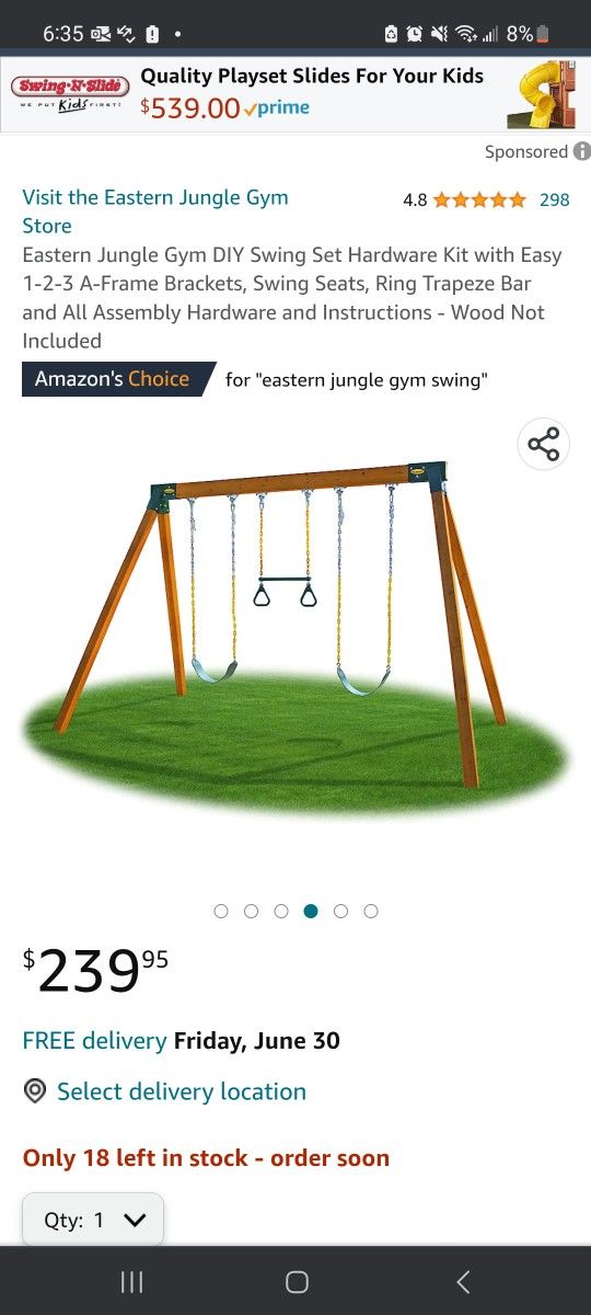 Set Of Eastern Jungle Gym DIY Swing Set Hardward Kit With