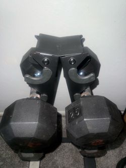 Hex rubber coated 25lb dumbbells