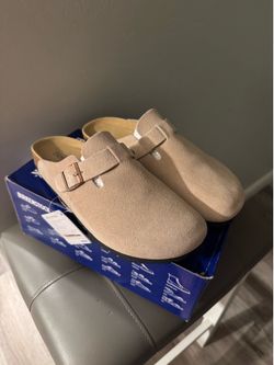 Birkenstock Boston Suede Clogs Taupe / Tan
