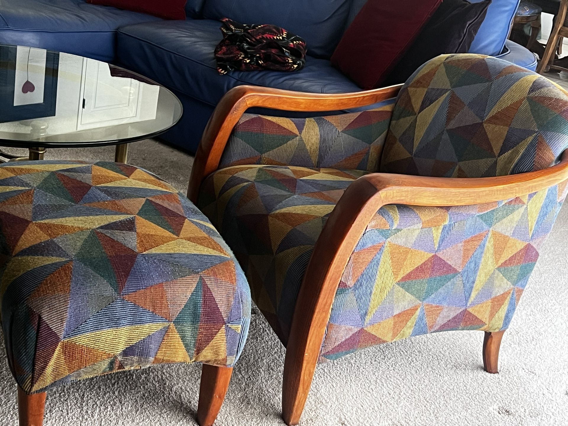 Colorful Club Chair and Ottoman