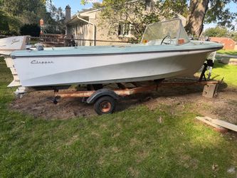 Classic clipper w rare shark outboard engine fishing 🎣 boat very cool