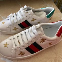 Gucci Ace low-top Sneaker with Bee shoes Logo Authentic US 7 women’s