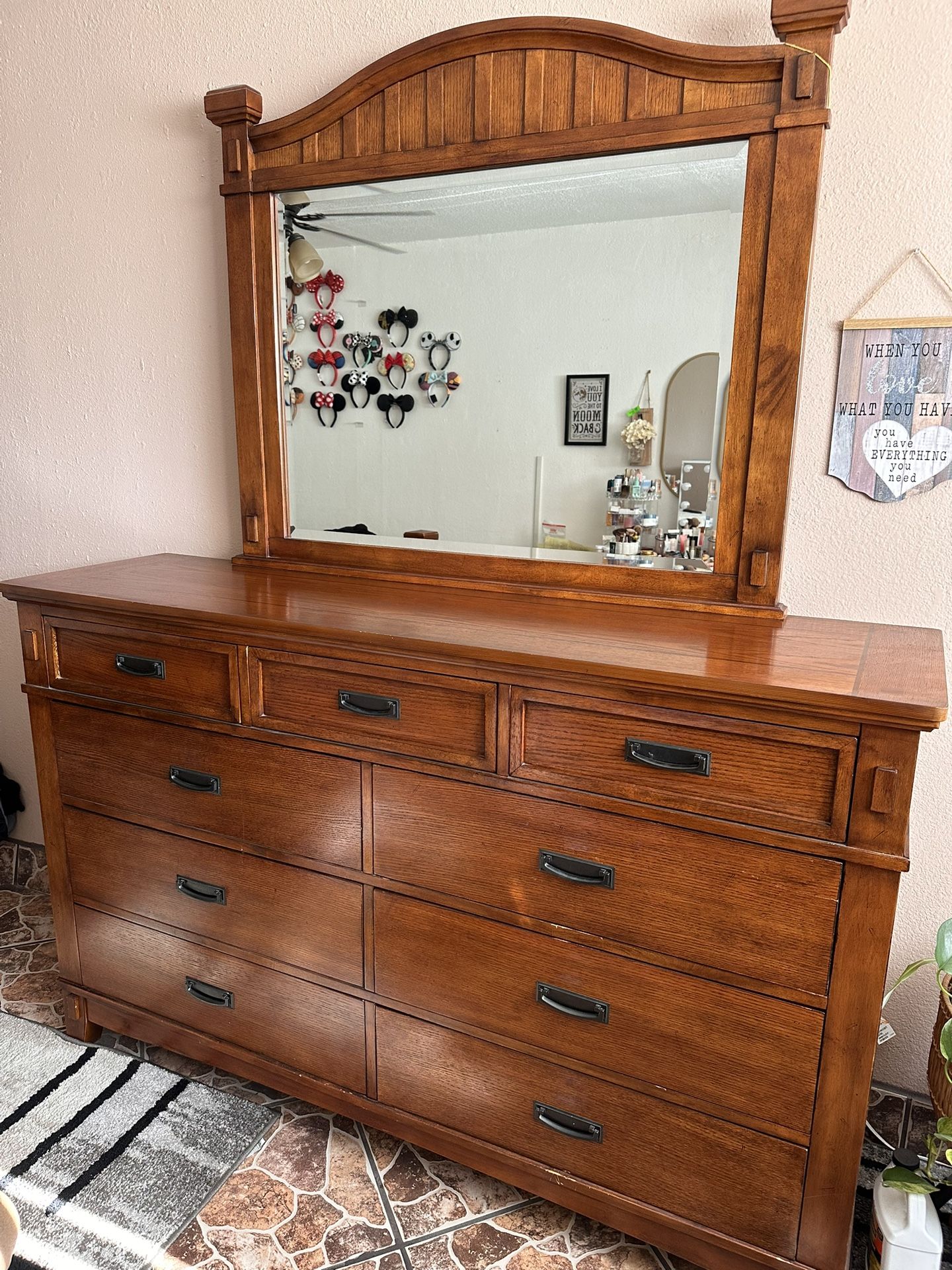 King Size Bed Frame/ Dresser / Mirror