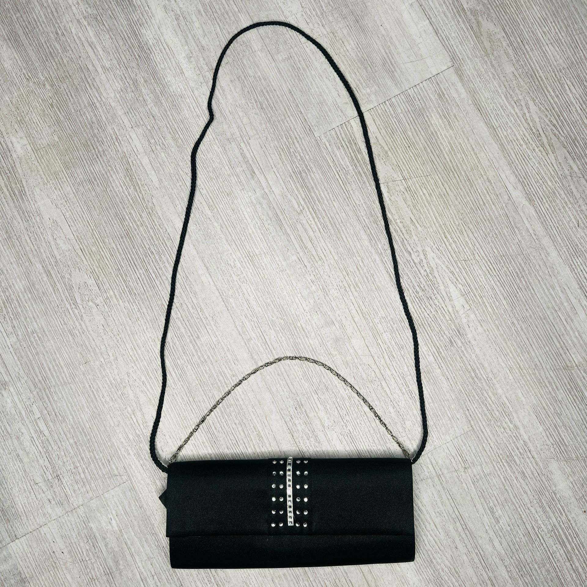 Claire’s black clutch purse with diamond rhinestones. silver accents
