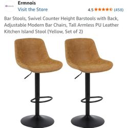 IN THE BOX!  Bar Stools, Swivel Counter Height  with Back, Adjustable Chairs, Tall Armless Leather.