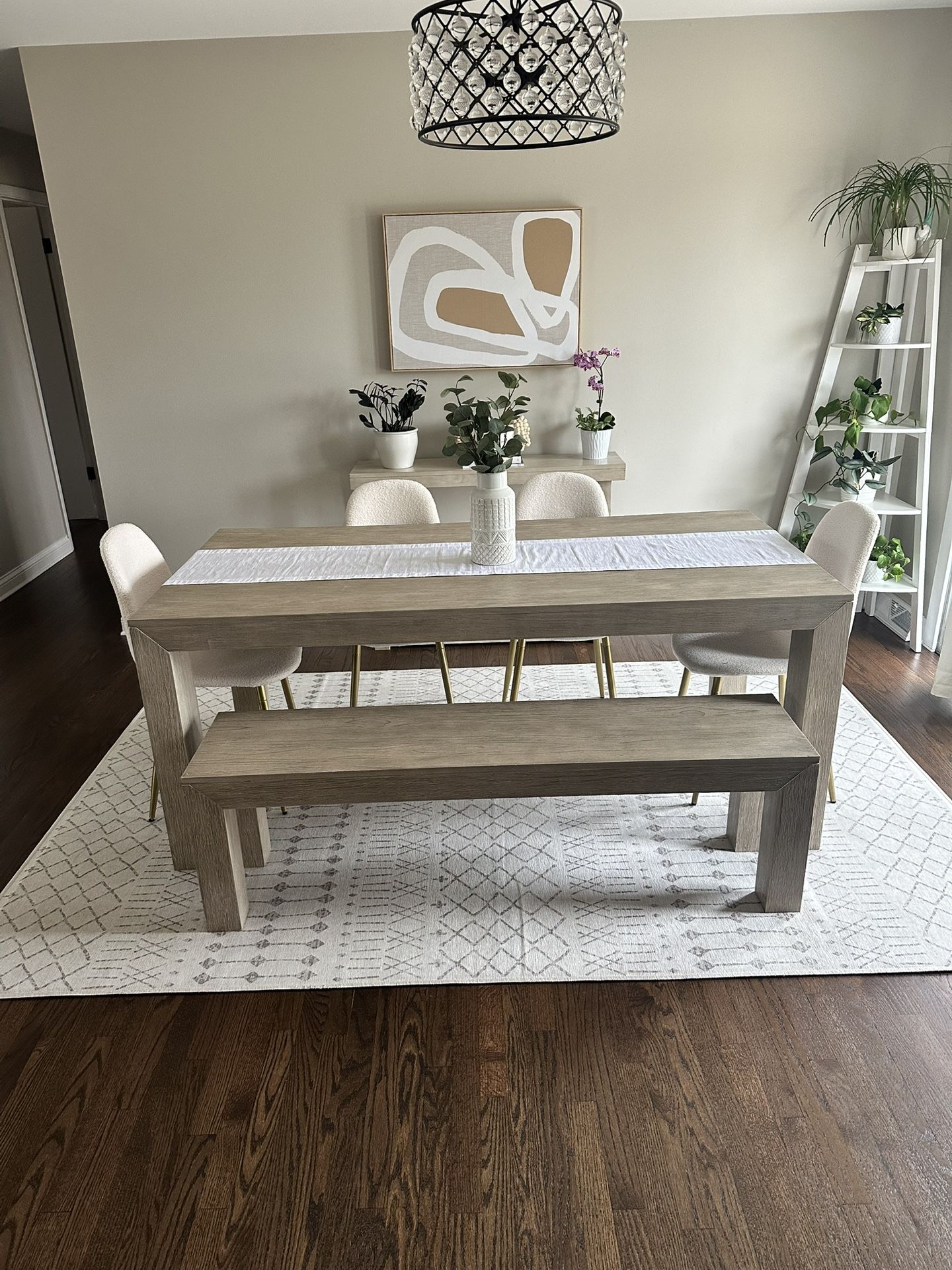 Dining Room Table Set w/matching bench, Chairs & Matching Console Table
