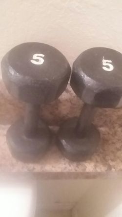Two 5 lb dumbells