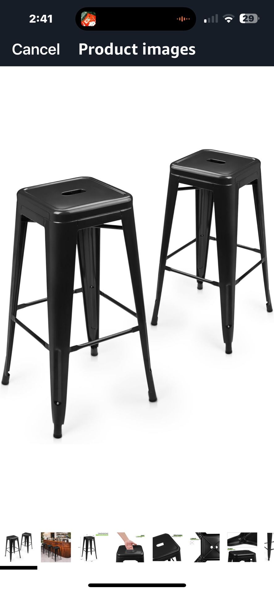 Metal Bar Stools Set of 2