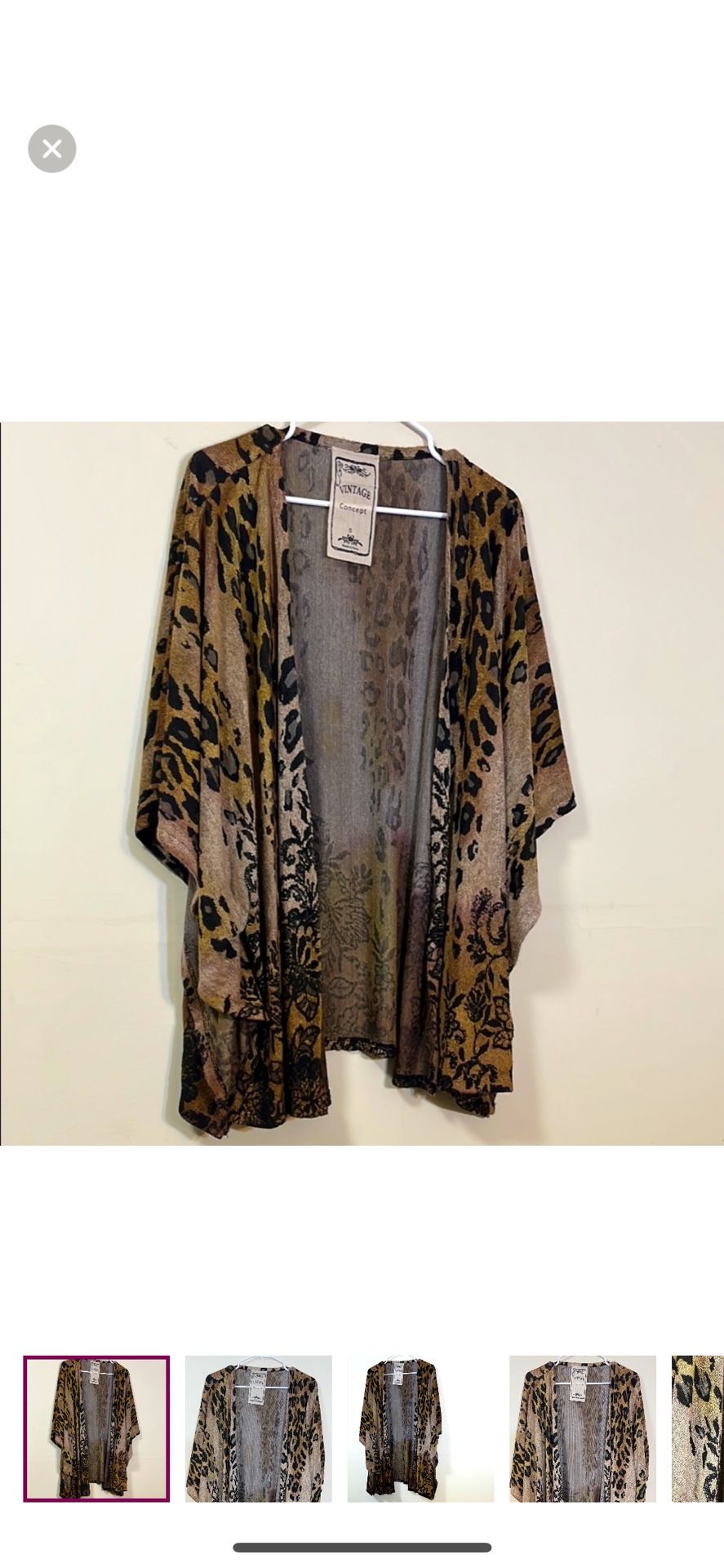 Vintage Concept Animal Print Kimono Cardigan Size S