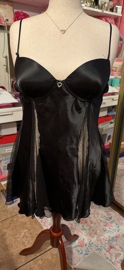 Black Satin & Mesh Chemise