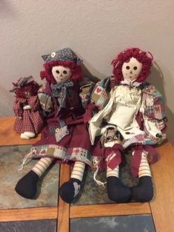 Raggedy Ann Andy Plush dolls 24" + mini