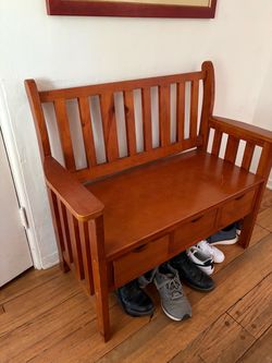 Wood Entryway Bench with Storage Drawers