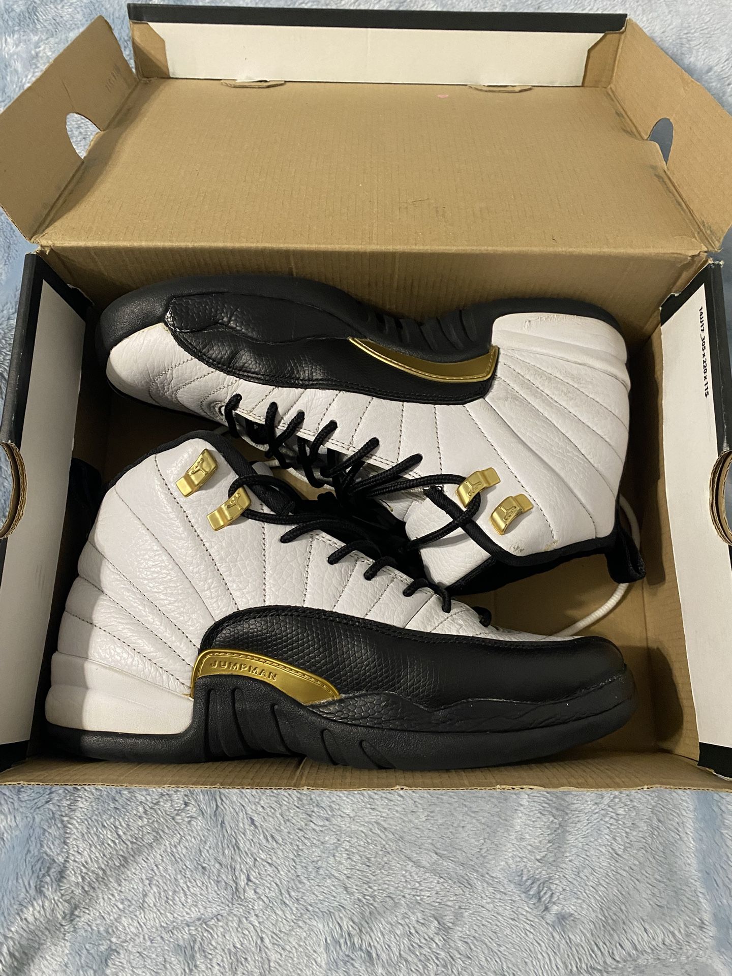 White and black jordan 12s
