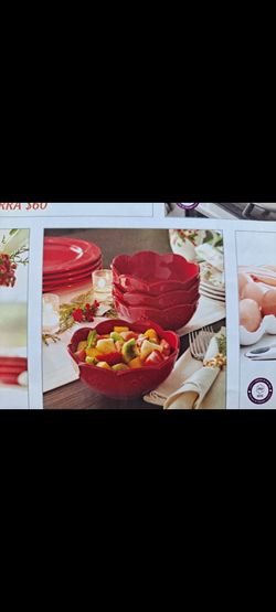 JUEGO DE 4 PLATOS PARA SOPA ROJO RUBY PRINCESS HOUSE ⚘️ 🌷