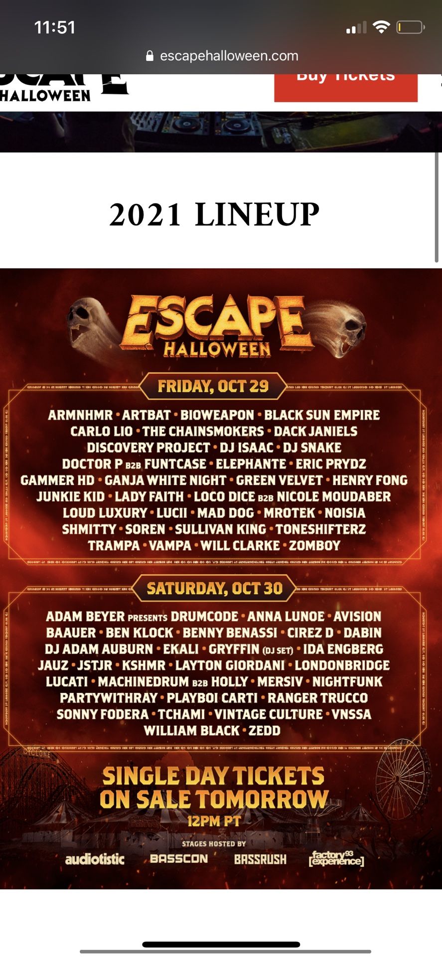 Selling 2 Escape Halloween Wristbands (2 Day GA)