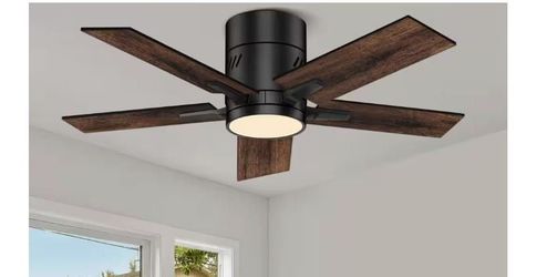 BICIK 42 in. Integrated LED Indoor/Covered Outdoor Black Ceiling Fan with Light Kit and Remote NEW