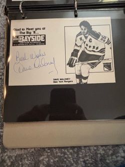 Vintage Dave Maloney Signed Postcard - Rare Bayside Chrysler Plymouth NY Rangers Promo