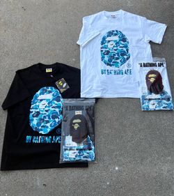 Black & White Light Blue Camo Bape Tee
