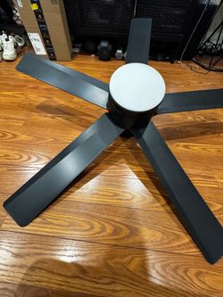 modern flush-mount (low-profile/“hugger” style) ceiling fan