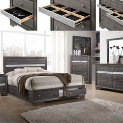 70% SALE Queen Size Platform Bedroom, Set With Storage