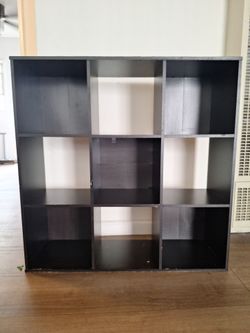 9-cube storage organizer shelf, color: black.