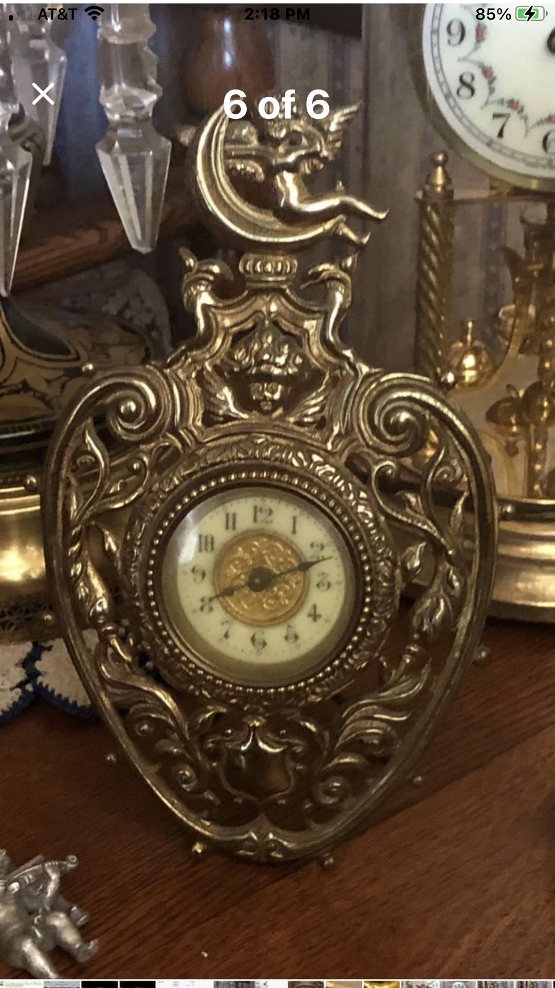 Antique Hart Shape Wind Up Clock 