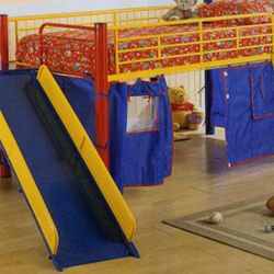 Very Sturdy Children’s Bunk Bed With Slide (red, Blue And Yellow)