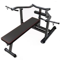 Bench Press Set, Chest Press Machine with Independent Converging Arms, Adjustable Flat Incline Bench Press with Dumbbell Rack for Chest, Arm and AB Wo