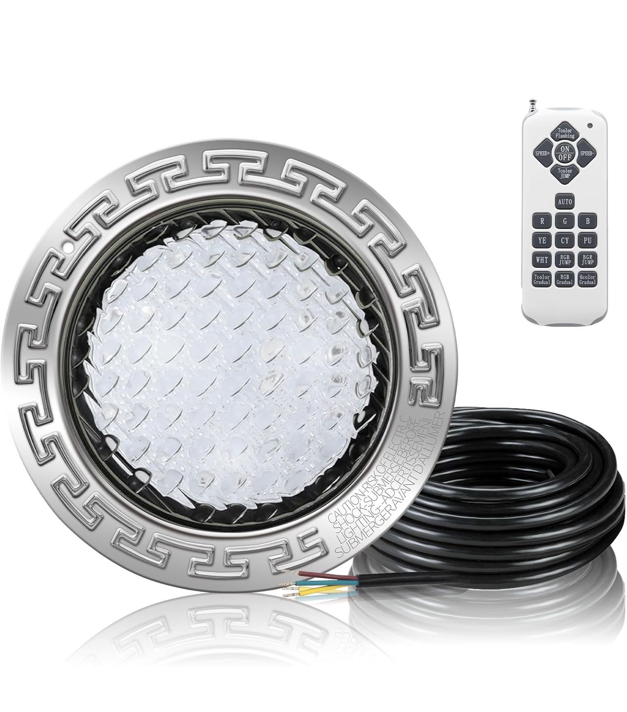 PROPART 10 Inch Inground Pool Light | 12V LED RGBW Remote Control | IP68 Waterproof | 150W Equivalent |50FT