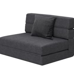Fold Sofa Bed Couch Memory Foam with Pillow Futon Sleeper Chair Guest Bed and Fold Out Couch, Washable Cover Twin Size, Dark Gray